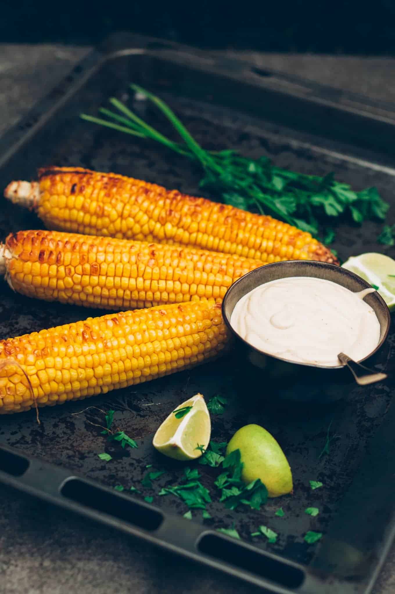 grilled corn cobs with chilli majo recipe