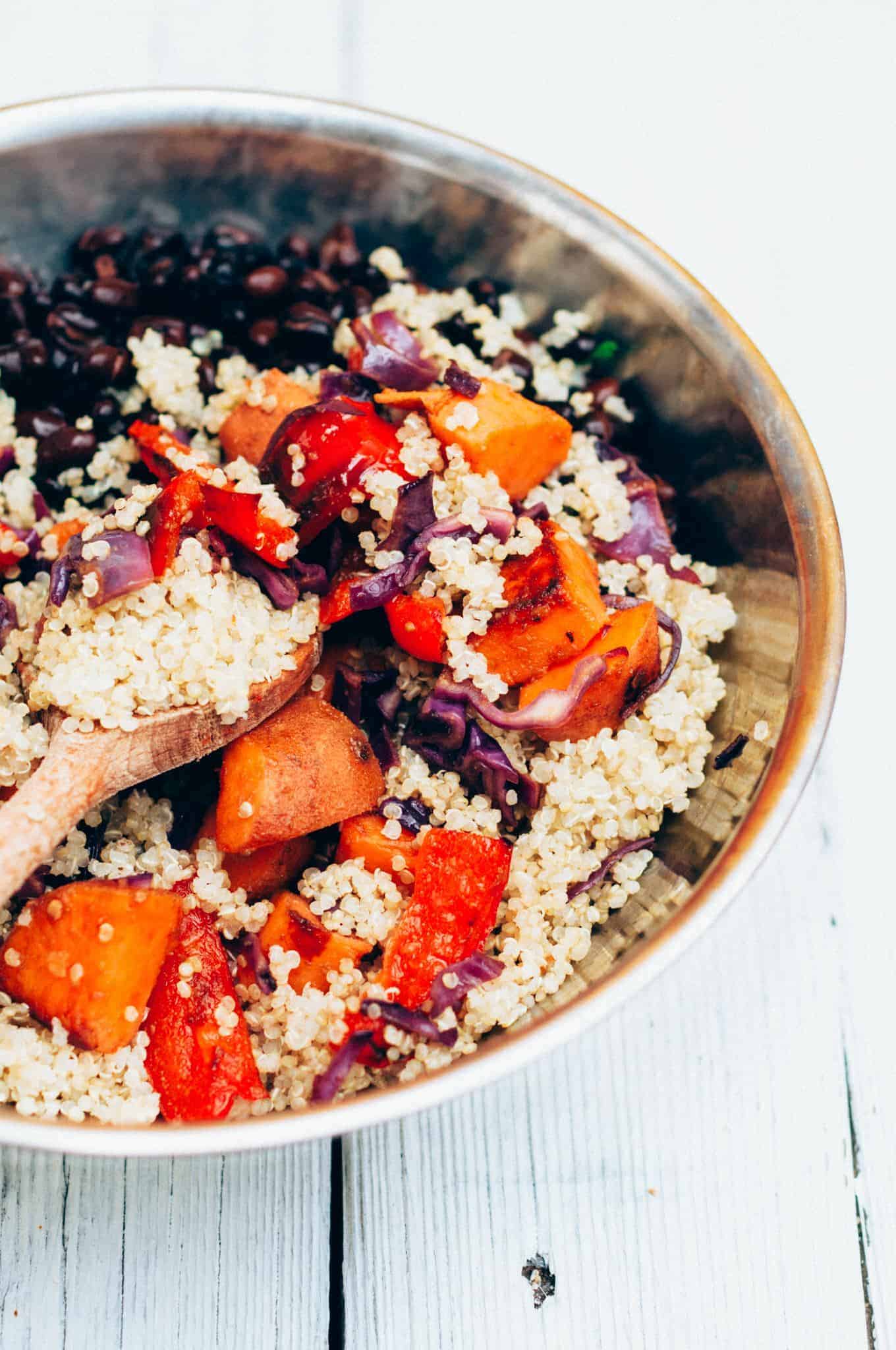 Quinoa Gemüse gefüllte Portobello Pilze vegan Rezept