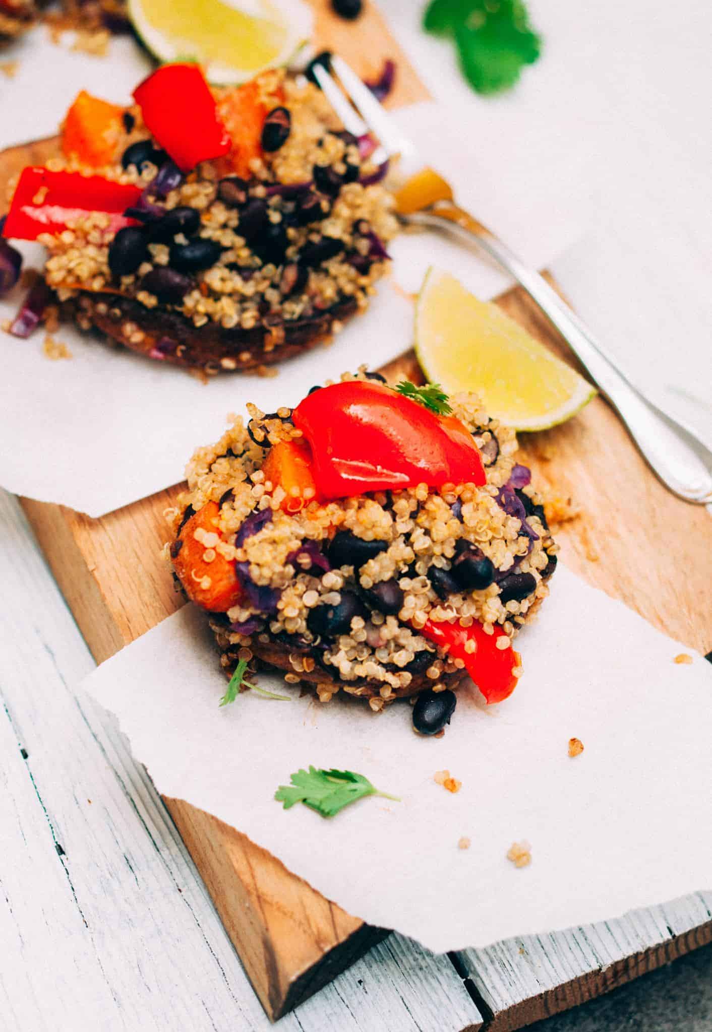 Quinoa vegetables stuffed Portobello mushrooms vegan recipe