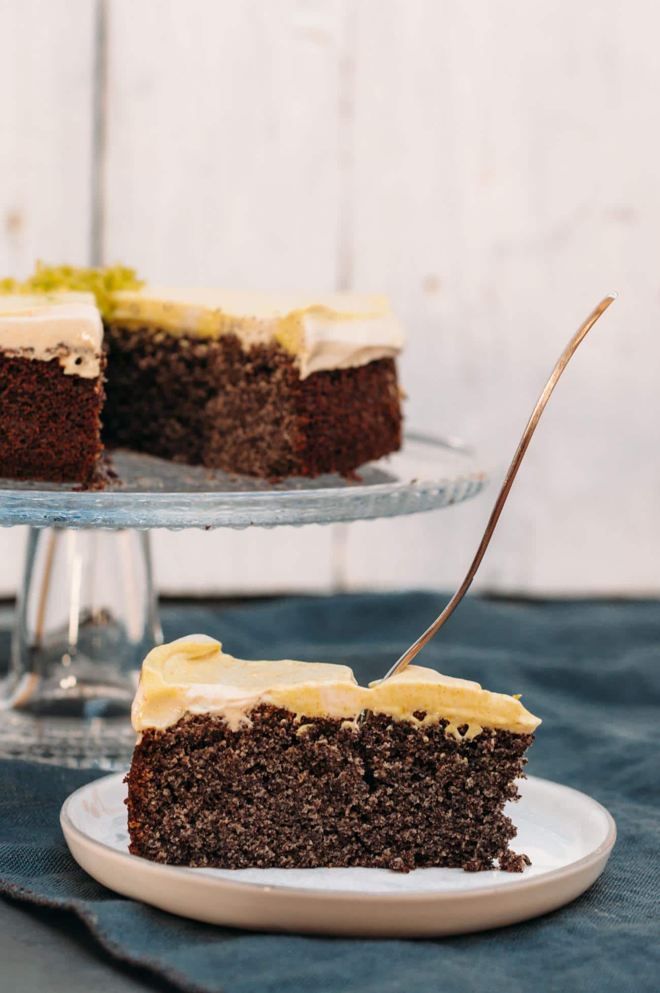 Poppy seed cake with turmeric coconut cream recipe