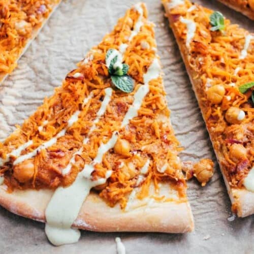 knusprige Tandoori Kichererbsen Dinkelpizza Rezept