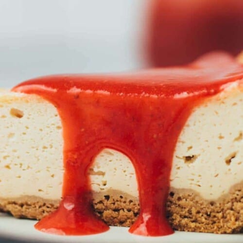 Simple Vegan Cheesecake with Strawberry Sauce Recipe (Gluten Free)