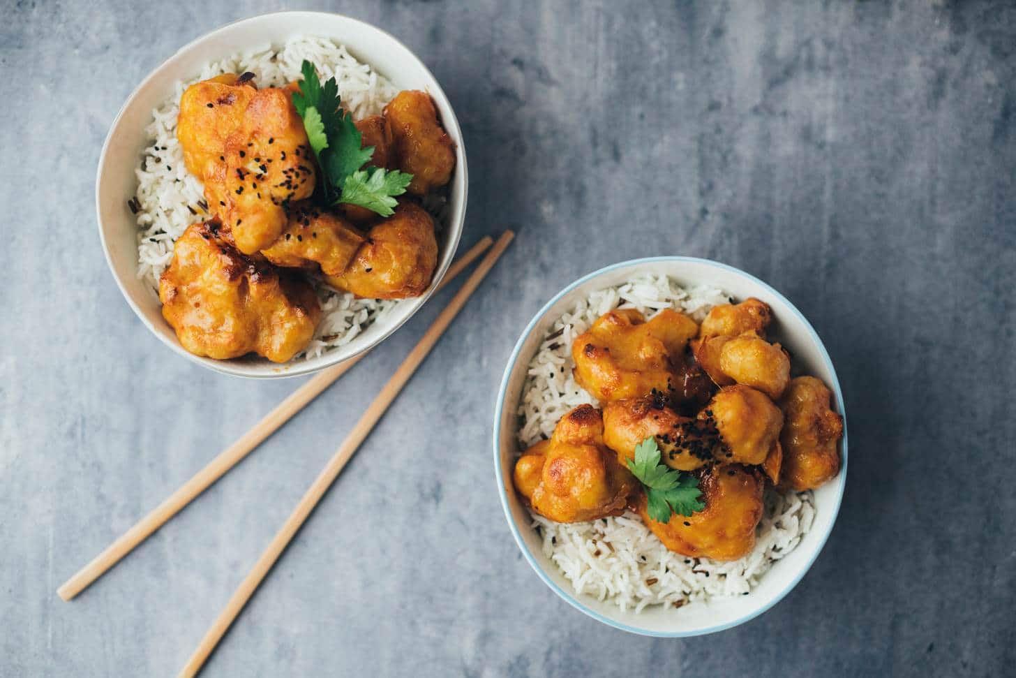 vegan sticky sesame chicken wings from cauliflower recipe