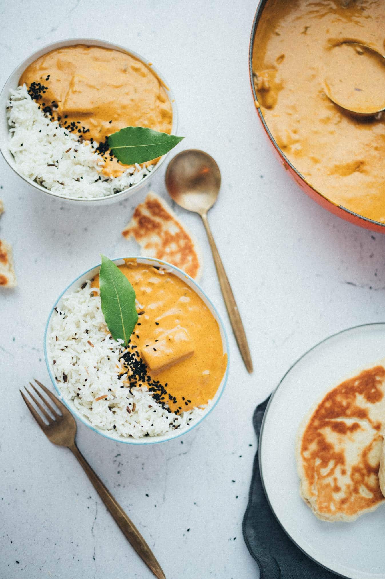 vegan butter chicken with naan bread recipe