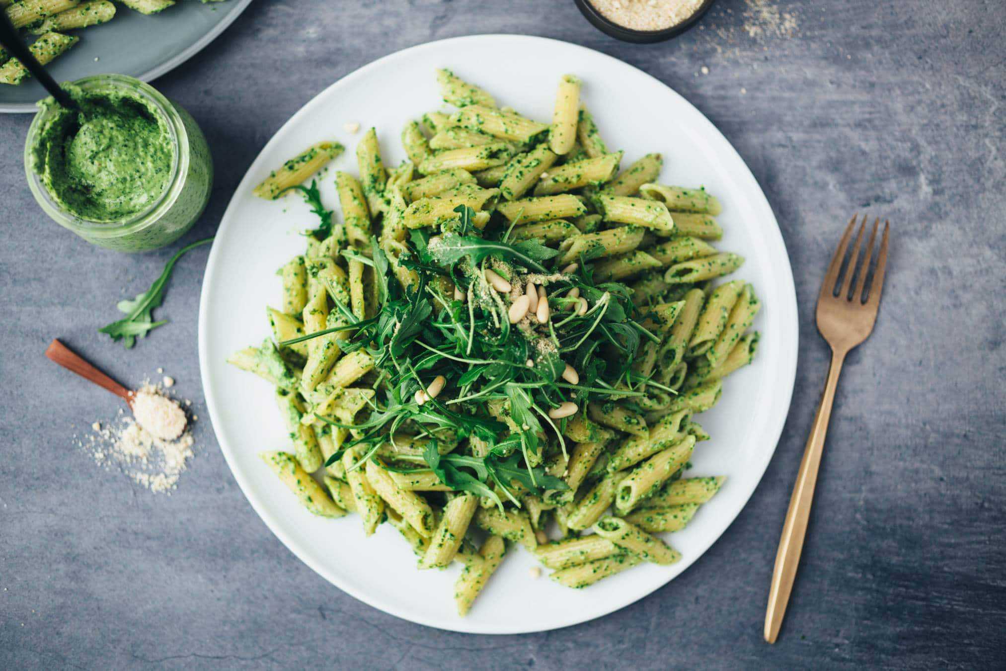 Pasta mit Rucola Pesto 30 Minuten Rezept