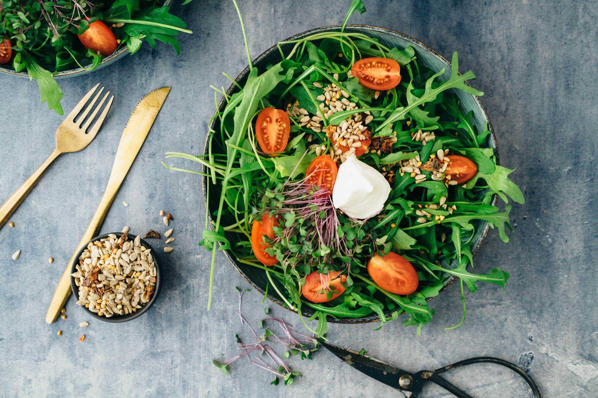 favorite healthy salad with sprouts and seeds (15 minutes)