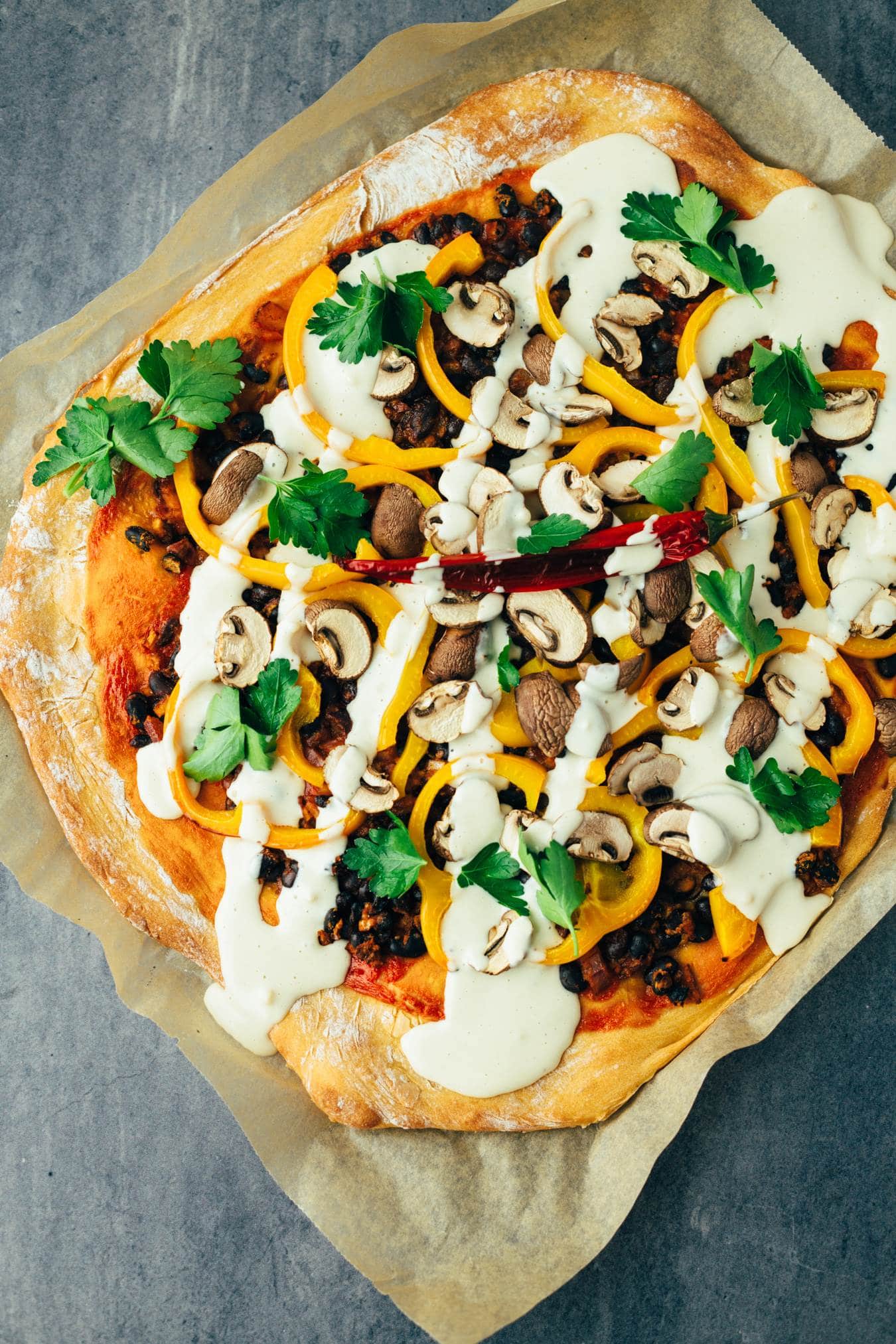 Tex Mex pizza with vegan mayo recipe