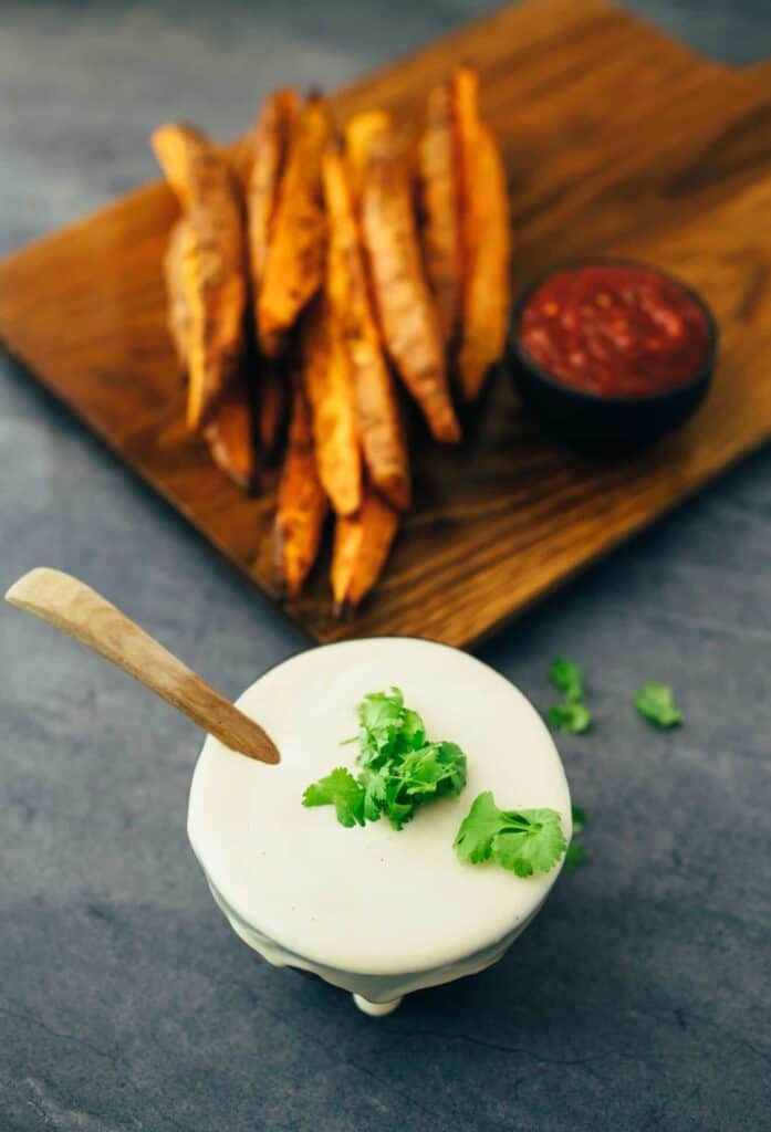 vegan sweet potato wedges with cashew mayo (30 minutes) recipe