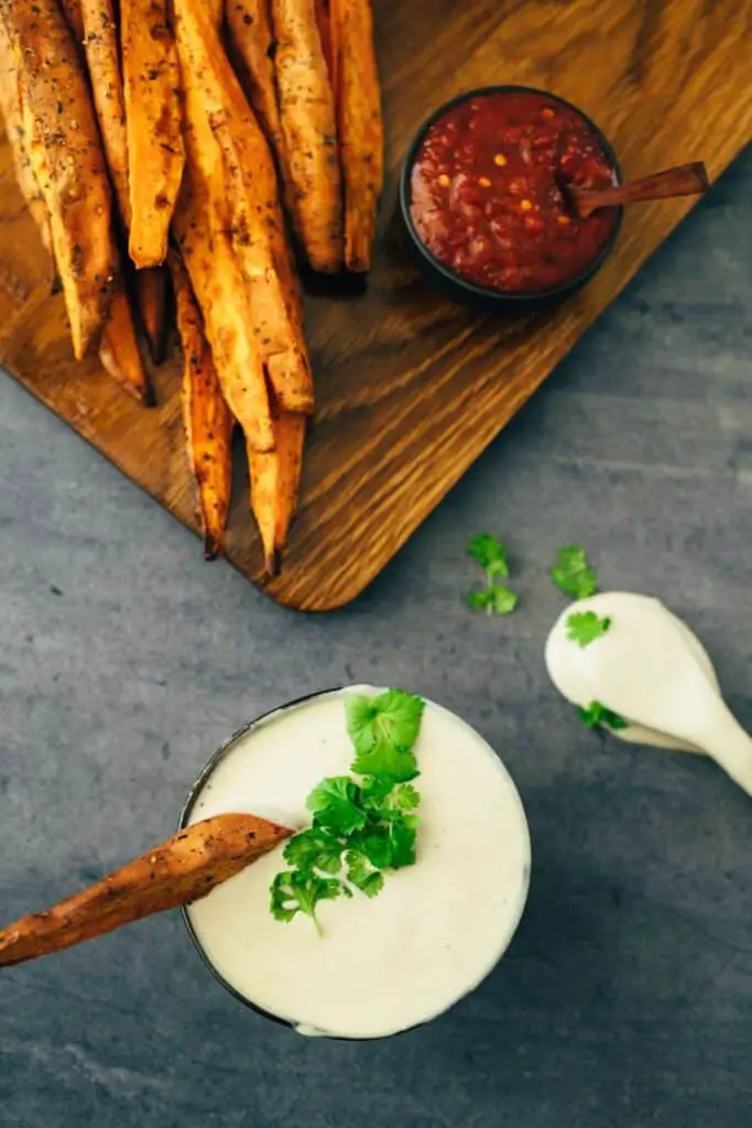 vegan sweet potato wedges with cashew mayo (30 minutes) recipe