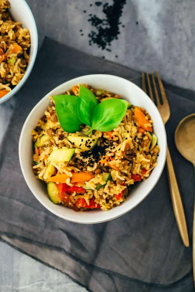 Simple fried rice with lentils (vegan, gluten-free) recipe