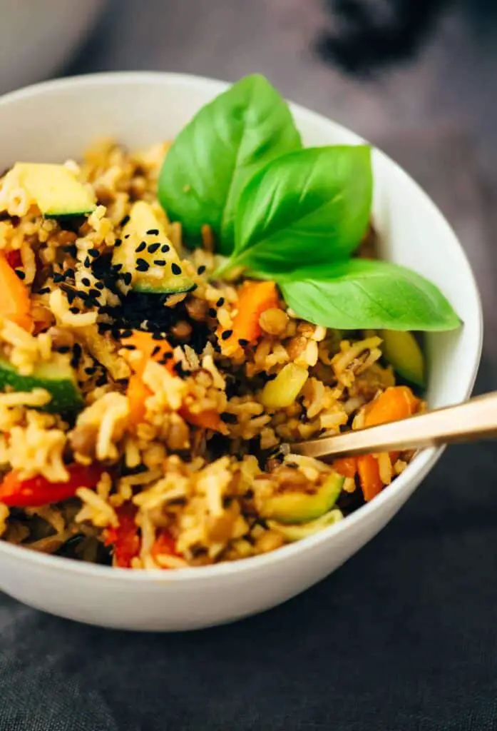 Simple fried rice with lentils (vegan, gluten-free) recipe