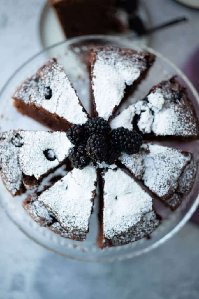 veganer Brombeer Schokoladenkuchen Rezept (glutenfrei) 1-Bowl