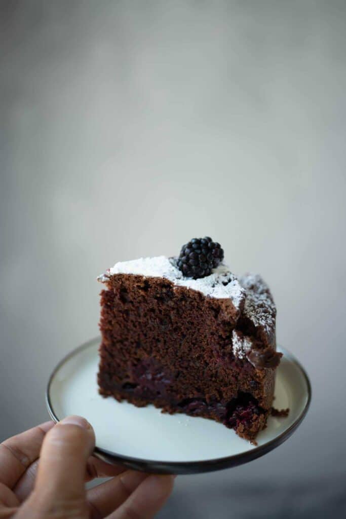 veganer Brombeer Schokoladenkuchen Rezept (glutenfrei) 1-Bowl