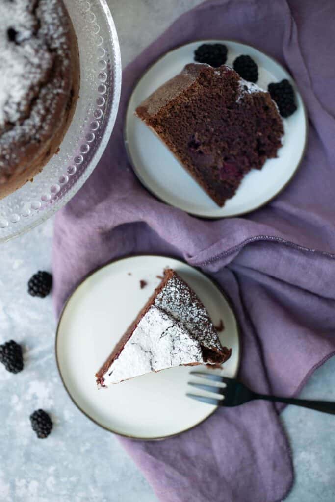 veganer Brombeer Schokoladenkuchen Rezept (glutenfrei) 1-Bowl