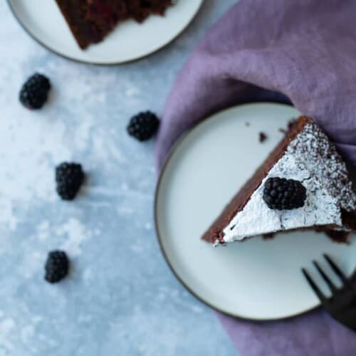 veganer Brombeer Schokoladenkuchen Rezept (glutenfrei) 1-Bowl