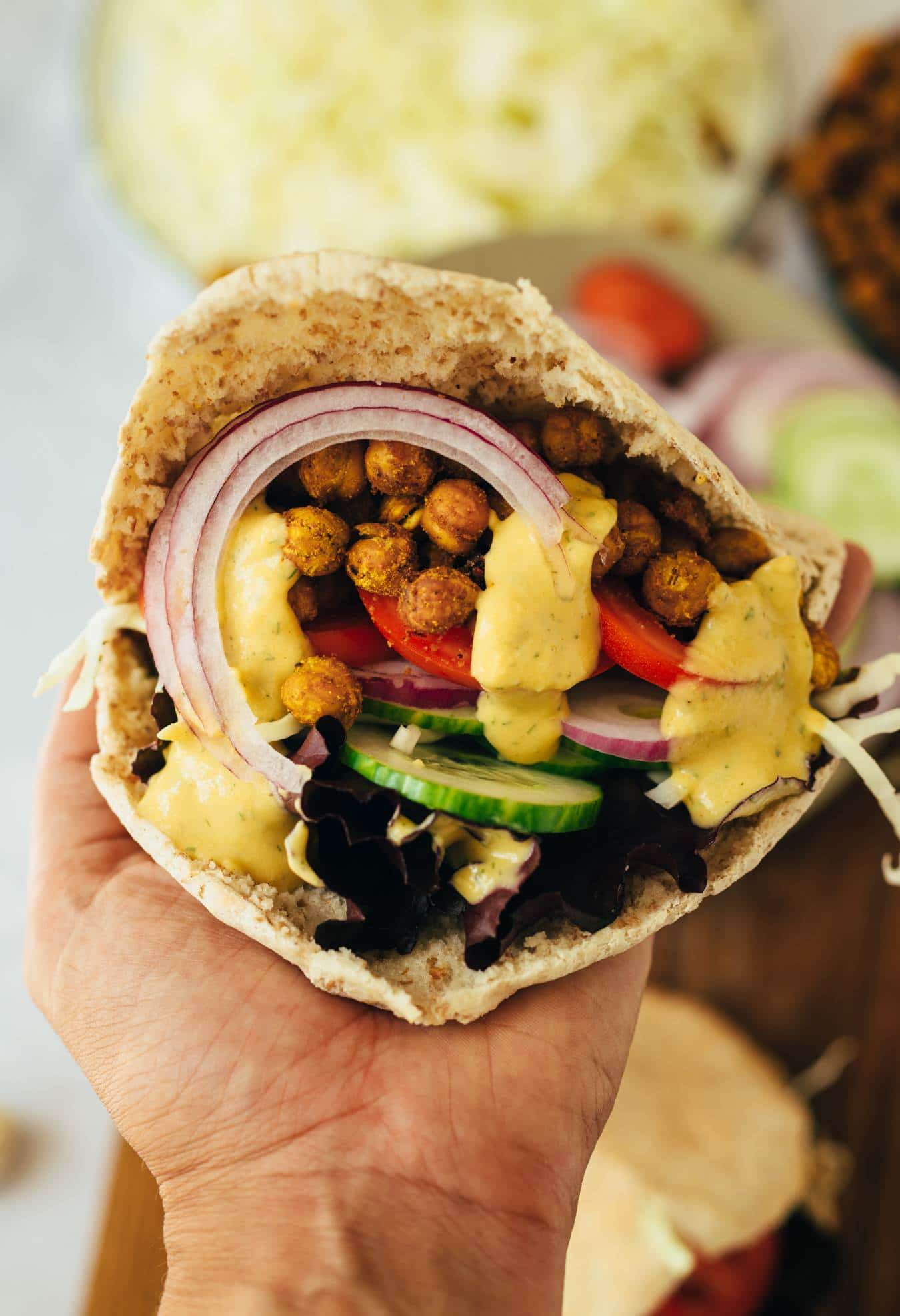 Shawarma Sandwich mit Kichererbsen (25 Minuten) Rezept