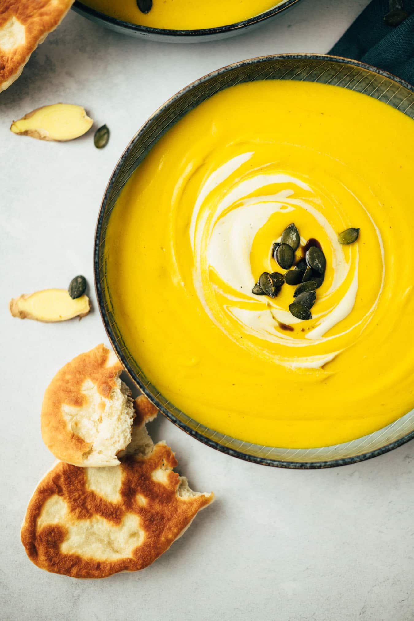 Pumpkin soup with ginger cream (15 minutes) recipe