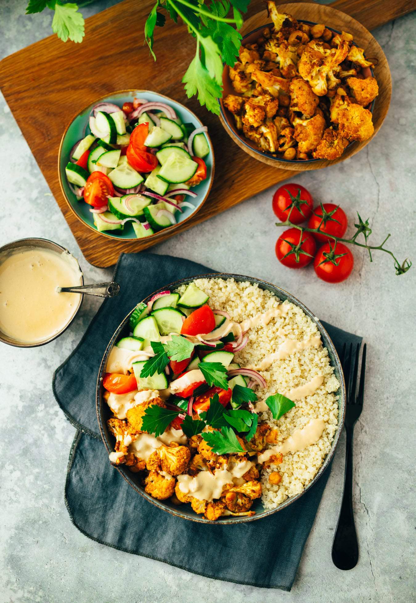 Shawarma Bowl mit Blumenkohl und Kichererbsen veganes Rezept