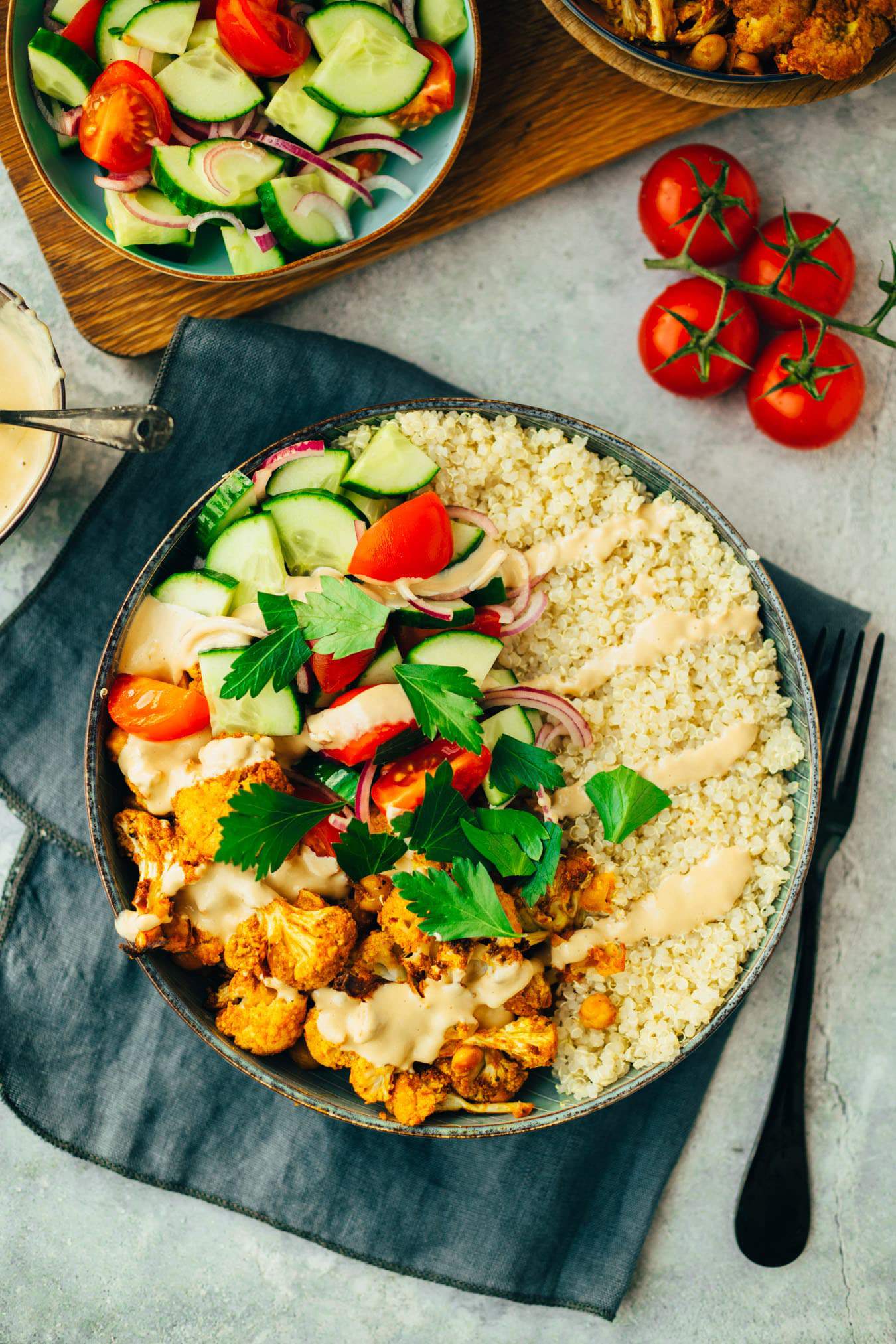 Shawarma Bowl with cauliflower and chickpeas vegan recipe