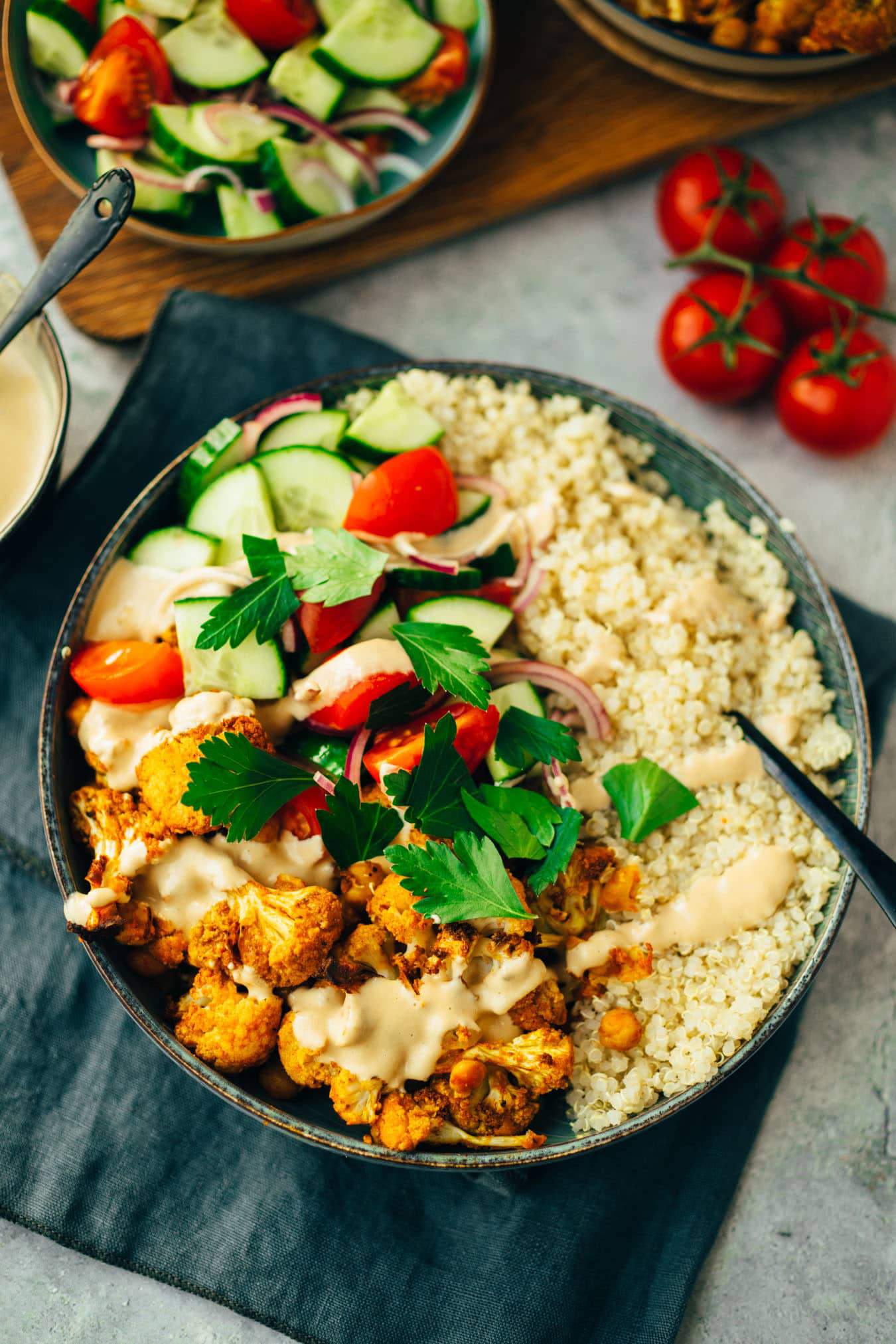 Shawarma Bowl with cauliflower and chickpeas vegan recipe