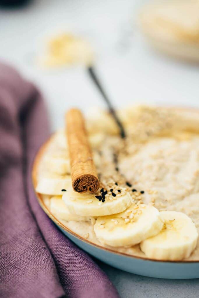 Chai porridge with tahini caramel