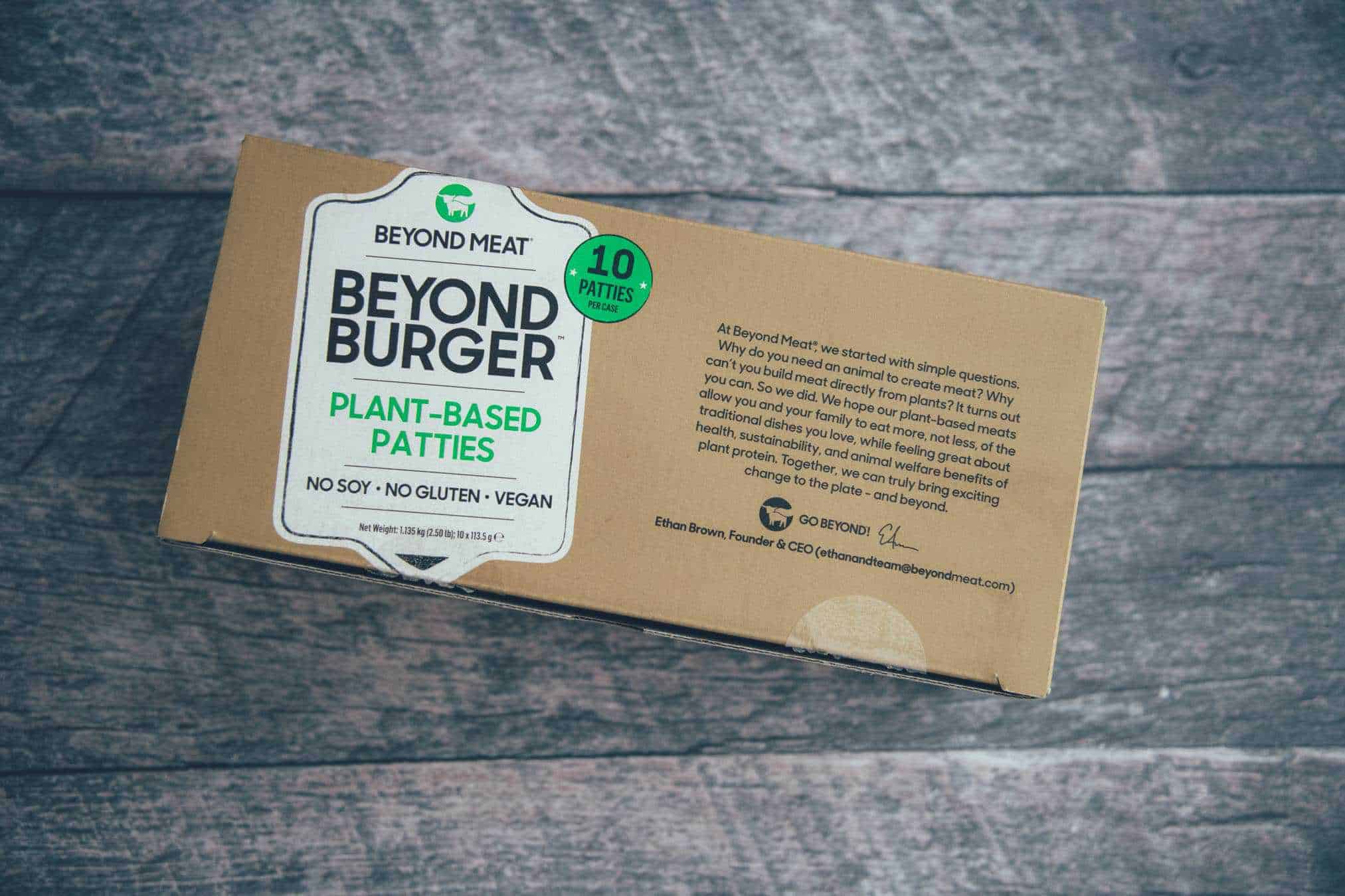 Verpackung und Design des Beyond Meat Burgers (10er Packung)