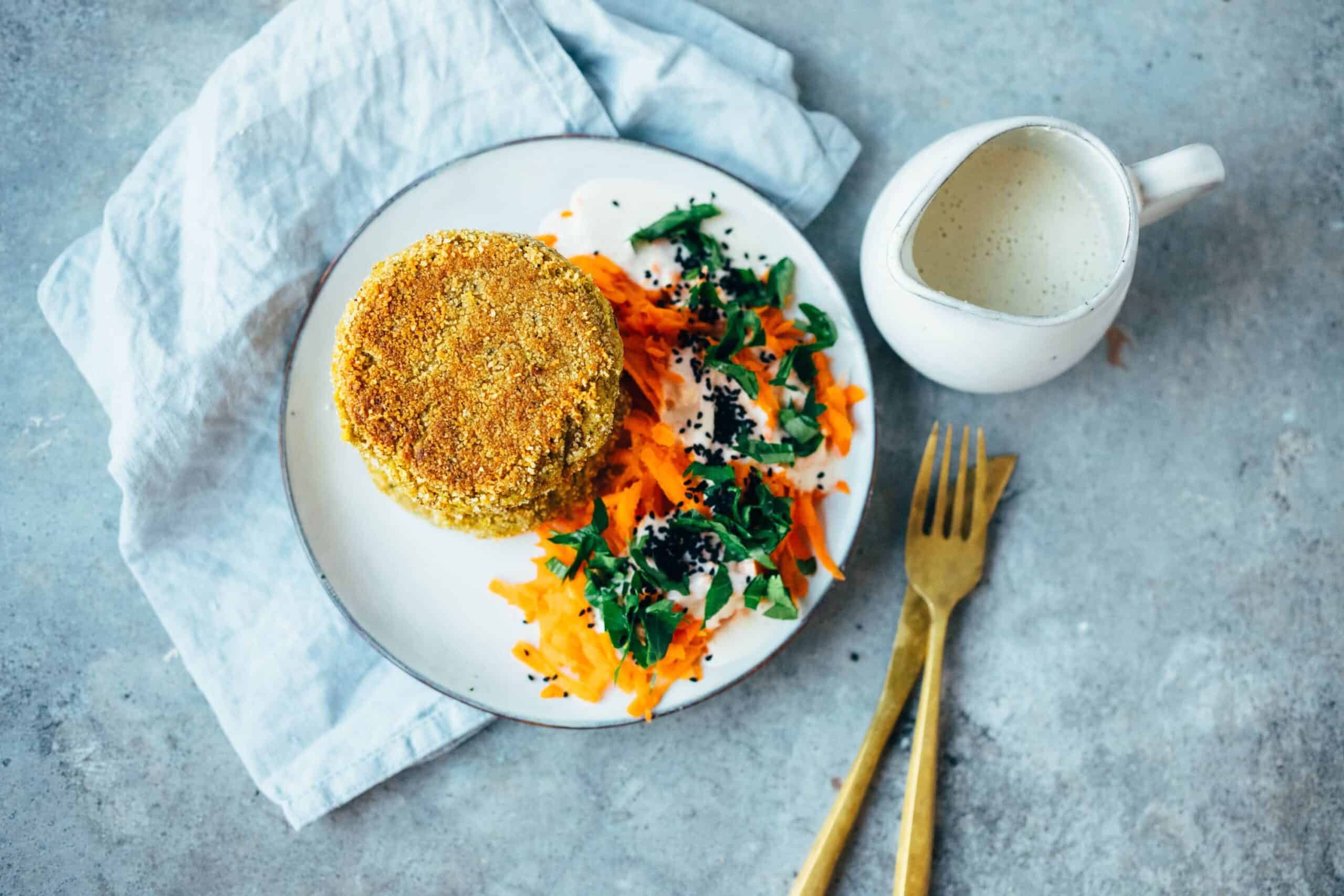 Kichererbsen Puffer mit Zucchini (vegan & laktosefrei)