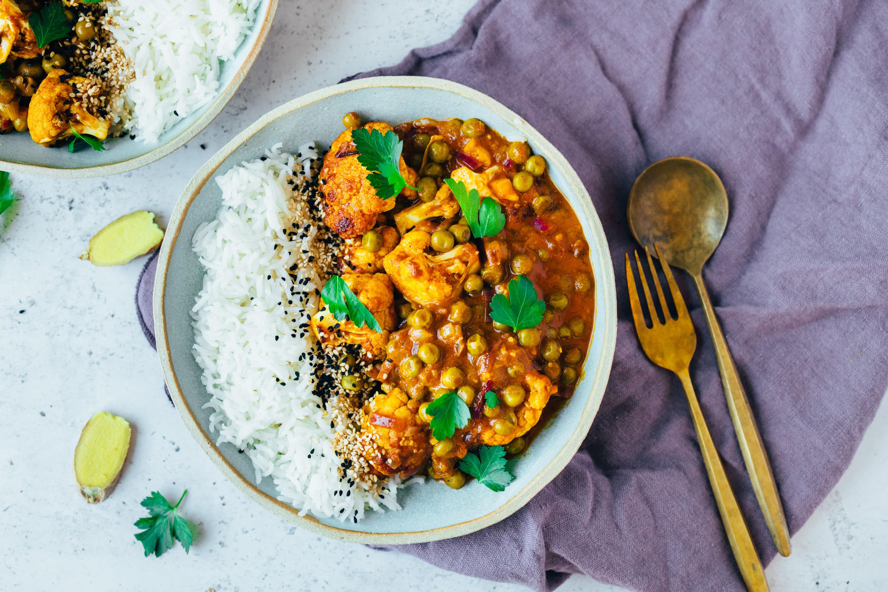 Bild von gebackenem Blumenkohl Curry