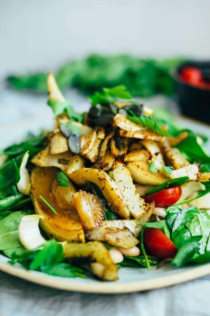 Salat mit geröstetem Fenchel und weißen Bohnen