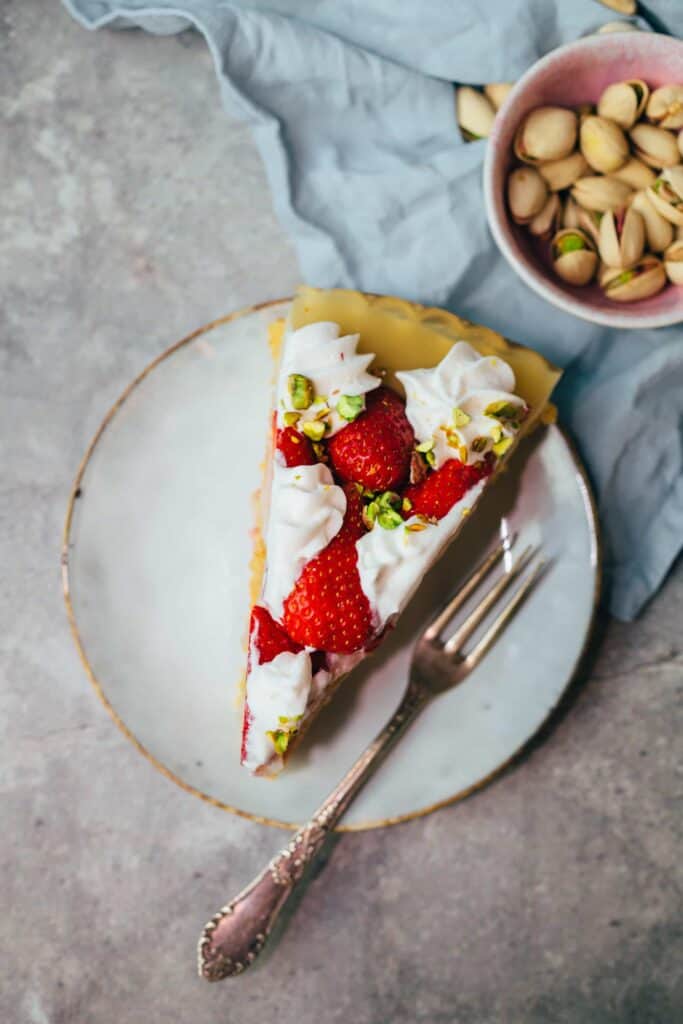 Erdbeerkuchen mit Vanillepudding