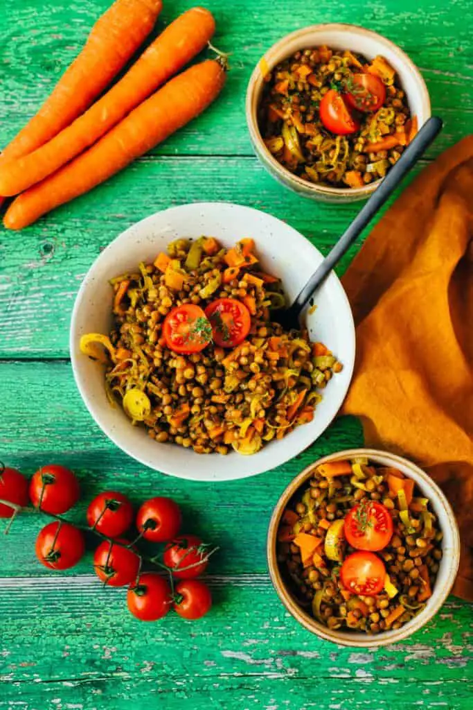 veganer Linsensalat mit Lauch (v&gf)