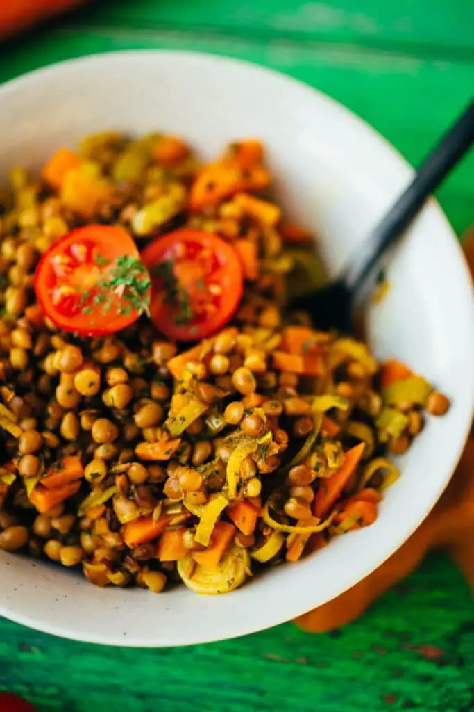 veganer Linsensalat mit Lauch (v&gf)