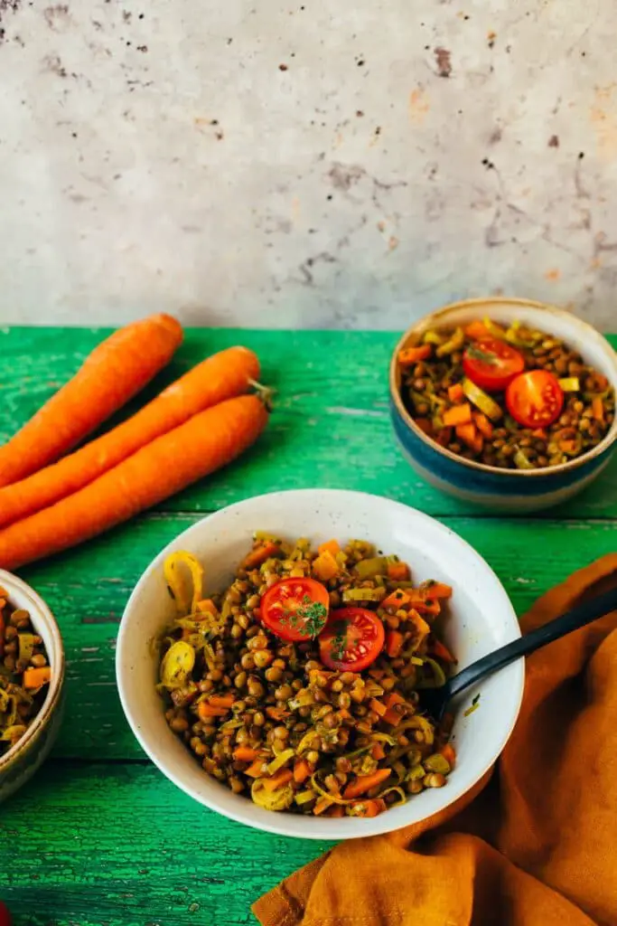 veganer Linsensalat mit Lauch (v&gf)