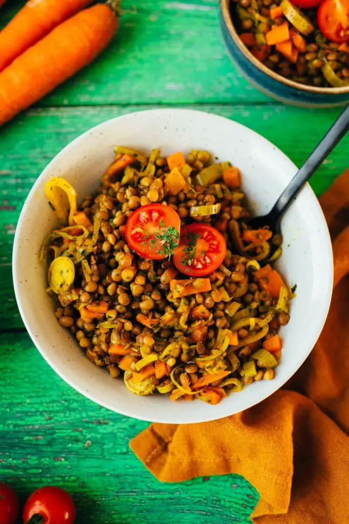 veganer Linsensalat mit Lauch (v&gf)