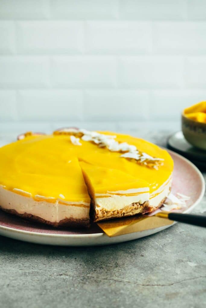 Mango Cheesecake Kuchen ohne Backen (ölfrei) — VEGANE VIBES