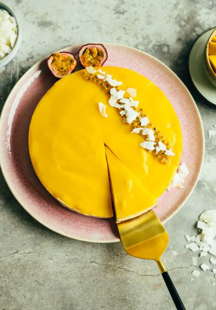 Mango Cheesecake Kuchen ohne Backen (ölfrei)