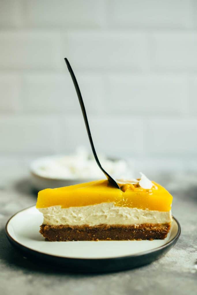 Mango Cheesecake Kuchen ohne Backen (ölfrei)