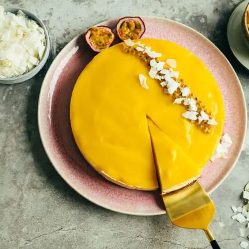 Mango Cheesecake Kuchen ohne Backen (ölfrei)