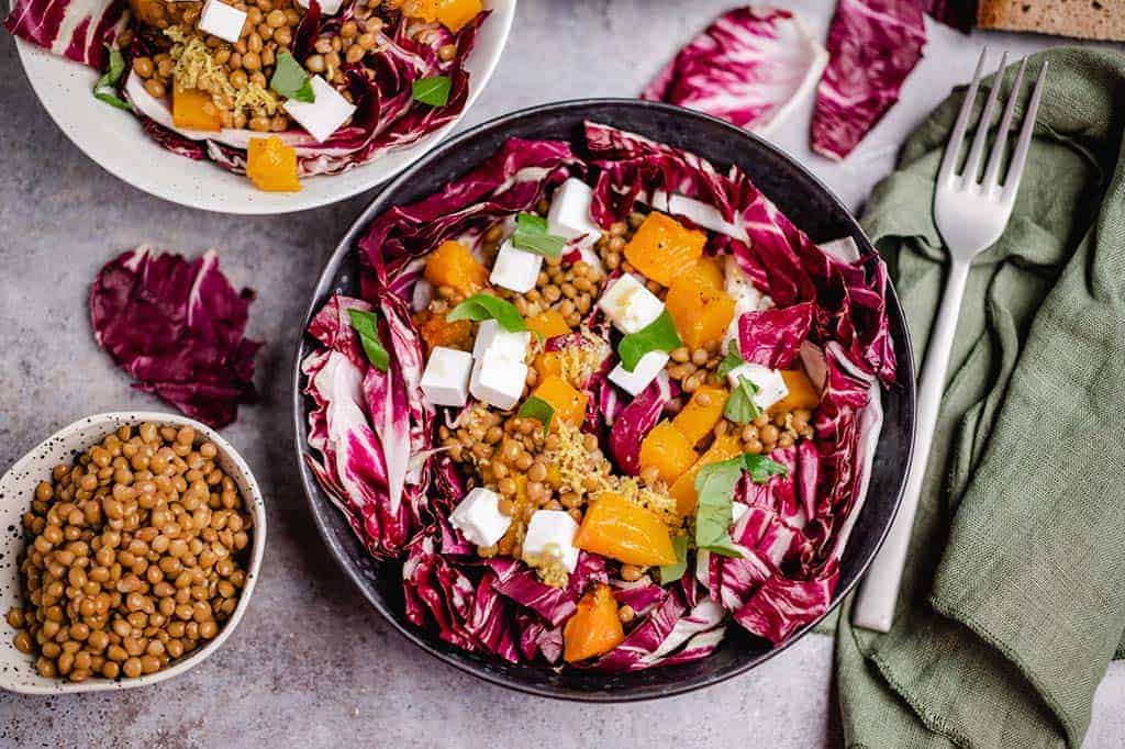 Kürbis Radicchio Salat (vegan)