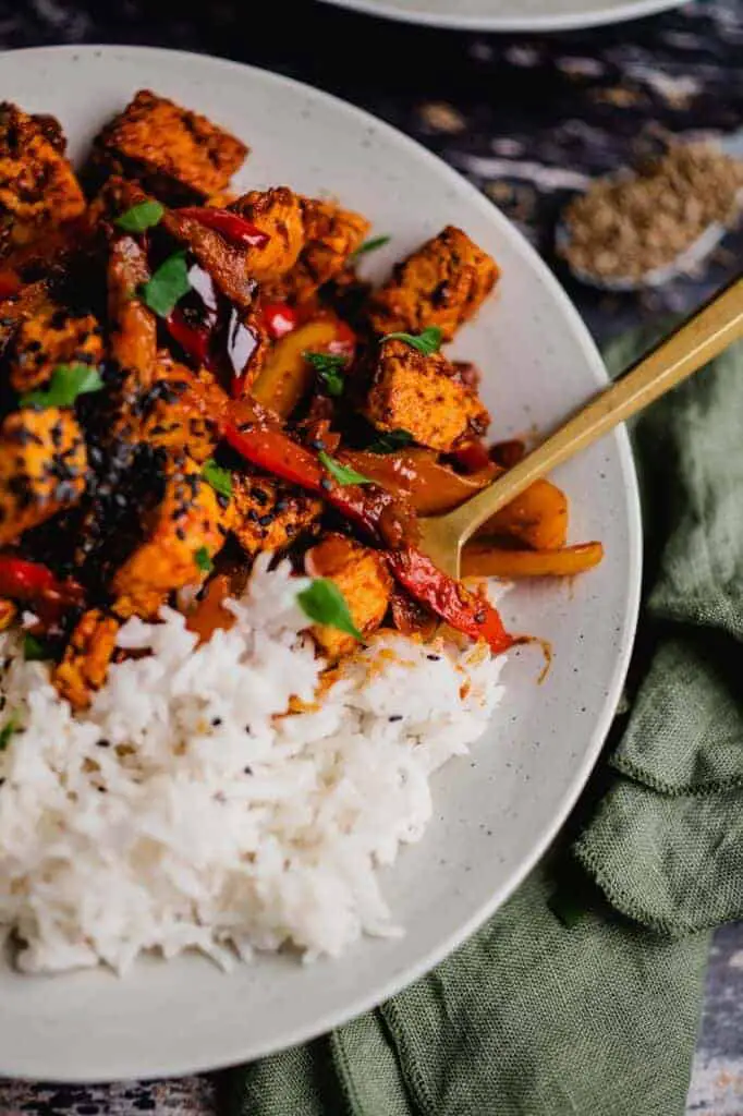 Indische Pfanne mit Paprika und Tofu (vegan & glutenfrei) Rezept