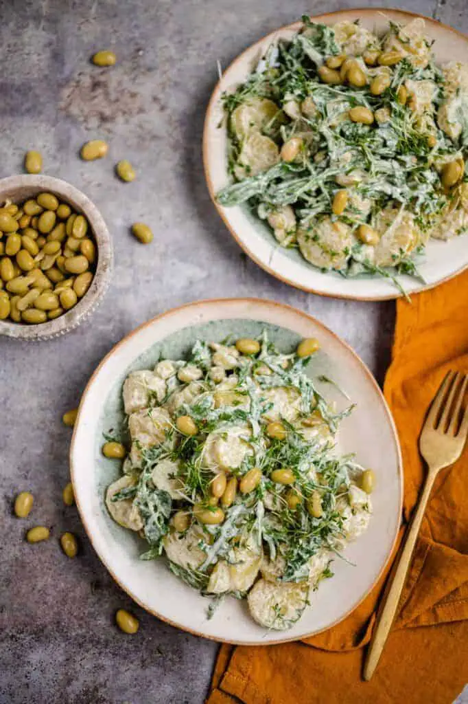 Kartoffelsalat mit Rucola und Edamame (vegan & glutenfrei) Rezept