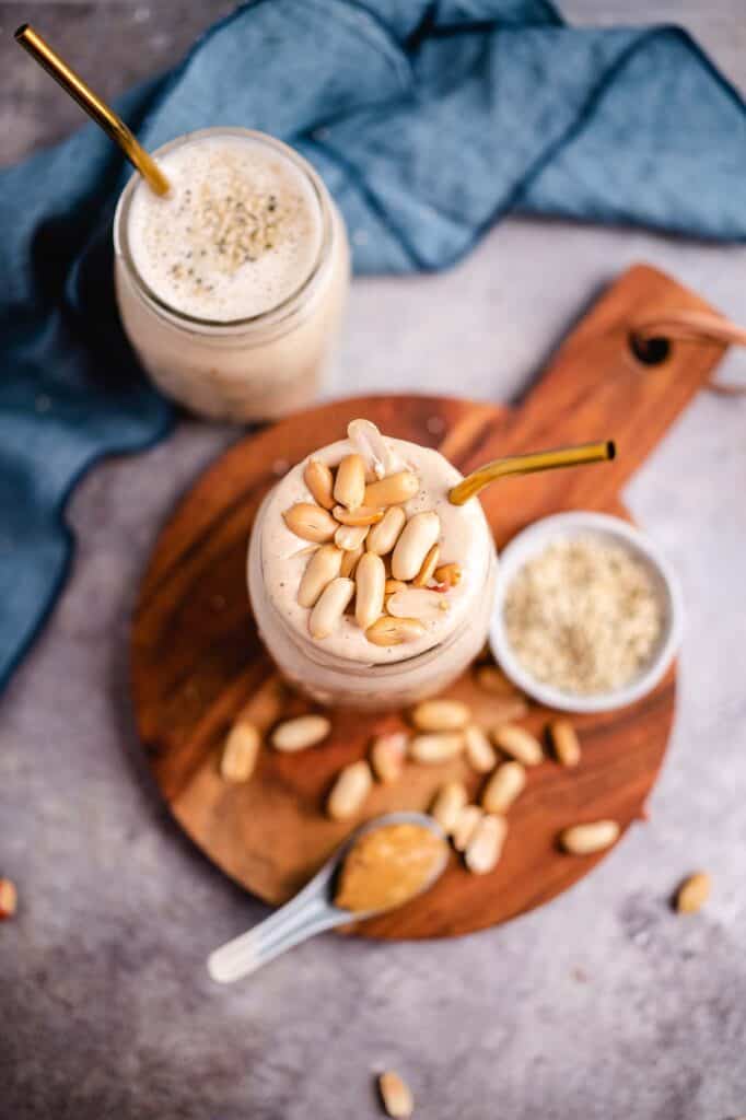 veganer Erdnussbutter Bananen Smoothie