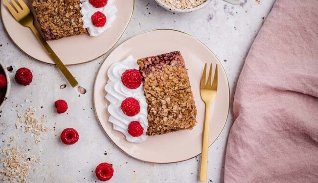 Vegane Himbeer Streusel Schnitten