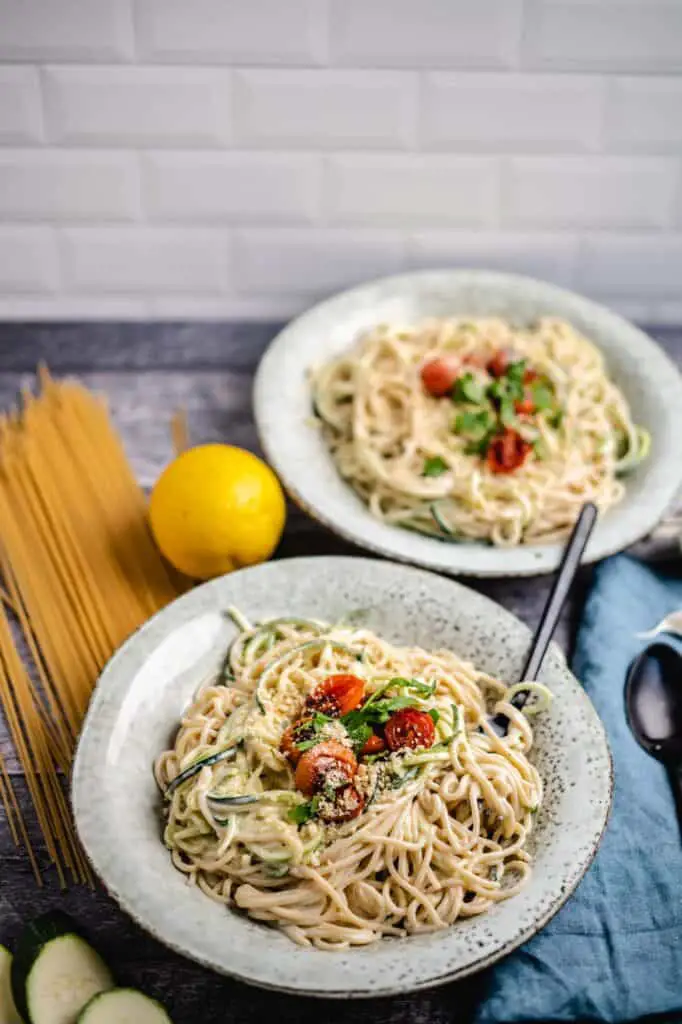 Vegan zoodles with spaghetti