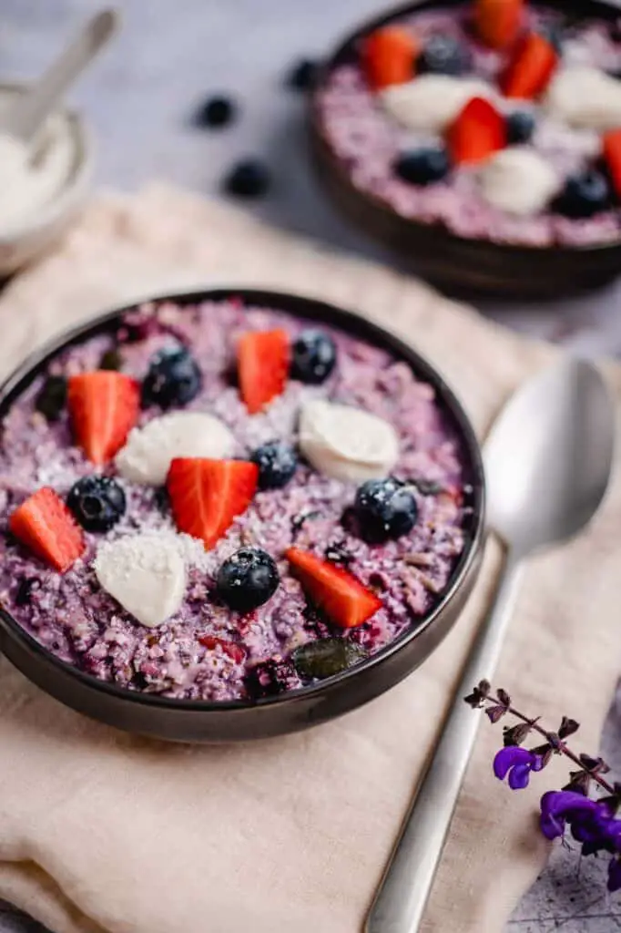 Blaubeer-Kokosnuss Bircher Müsli — VEGANE VIBES