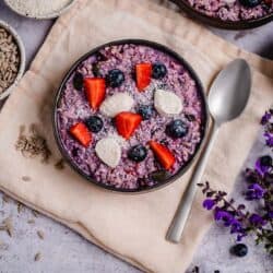 veganes Blaubeer-Kokosnuss Bircher Müsli