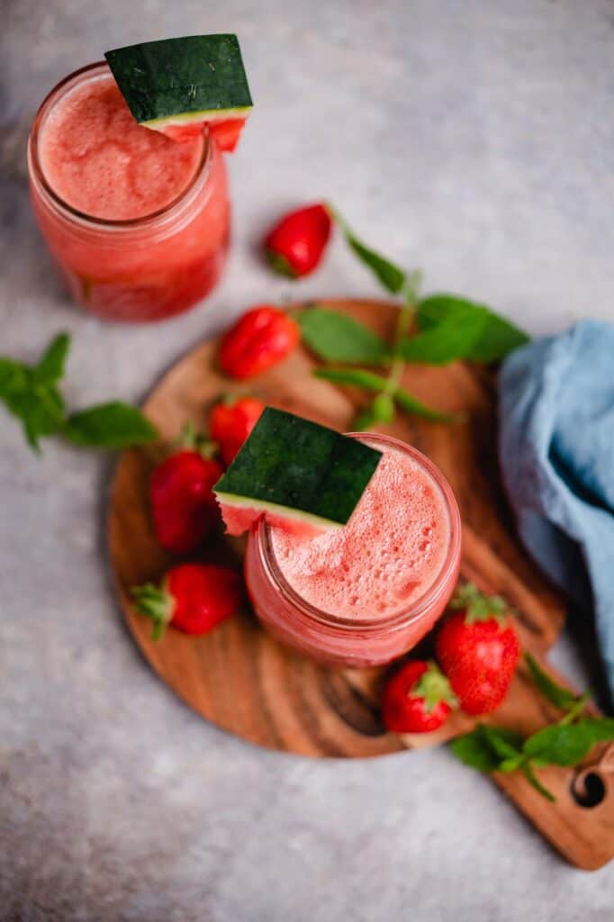 Vegane Erdbeer-Melonen Limonade (gf, öf) Rezept