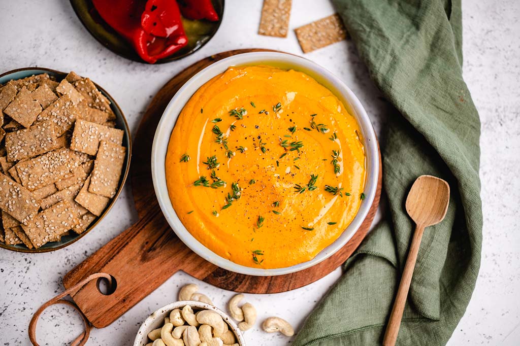 Dip of grilled peppers and cashews (vegan & gluten-free) recipe