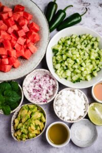 Zutaten für den Wassermelonensalat