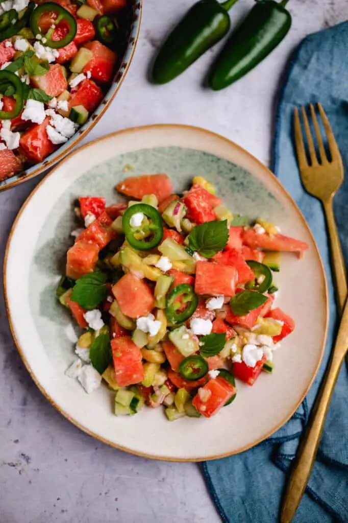 Wassermelonensalat (vegan & glutenfrei) Rezept